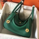 Hermes Vert Vertigo Lindy 30cm Clemence Handmade Bag QY00106