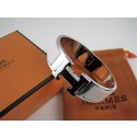 Hermes White Enamel Clic H Bracelet Narrow Width (18mm) In Silver QY01219