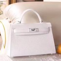Hermes White Epsom Kelly Mini II 20cm Handmade Bag QY02175