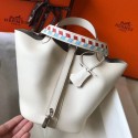 Hermes White Picotin Lock 18 Bag With Braided Handles QY00218