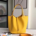 Hermes Yellow Picotin Lock 22cm Braided Handle Bag QY00980