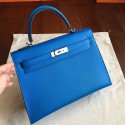 High Quality Imitation Hermes Blue Epsom Kelly 32cm Sellier Handmade Bag QY00534