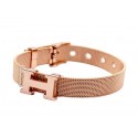 High Quality Imitation Hermes H Logo Adjustable Band Bracelet Pink Gold QY01658