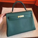 Hot Hermes Malachite Clemence Kelly Retourne 32cm Handmade Bag QY02334