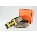 Hot Hermes Reversible Belt Light Gray/Black Togo Calfskin With 18k Gold H Buckle QY01096