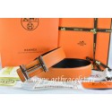 Imitation AAAAA Hermes Reversible Belt Orange/Black Togo Calfskin With 18k Gold Double H Buckle QY00543