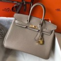 Imitation Hermes Birkin 25cm Handbag In Tourterelle Clemence Leather QY02201