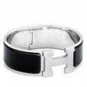 Imitation Hermes Black Enamel Clic Clac H PM Bracelet QY00474