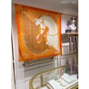 Imitation Hermes Casaque Stole In Beige And Orange Cashmere QY01617