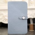 Imitation Hermes Dogon Combine Wallet In Blue Lin Leather QY02110