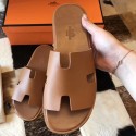 Imitation Hermes Izmir Sandals In Brown Epsom Leather QY00055