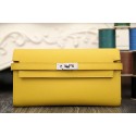 Imitation Hermes Kelly Longue Wallet In Yellow Epsom Leather QY01820