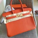 Imitation Hermes Orange Clemence Birkin 30cm Handmade Bag QY01885