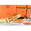 Imitation Hermes Reversible Belt Orange/Orange Crocodile Stripe Leather With18K Gold H Buckle QY00686