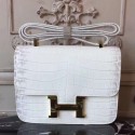 Imitation Hermes White Constance MM 24cm Crocodile Handbag QY00922