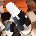 Imitation Luxury Hermes Izmir Sandals In Black Epsom Leather QY00870