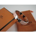 Knockoff AAAAA Hermes Pink Enamel Clic H Bracelet Narrow Width (12mm) In Silver QY01118