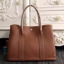 Knockoff Hermes Medium Garden Party 36cm Tote In Brown Leather QY00548