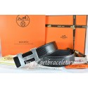 Knockoff Hermes Reversible Belt Black/Black Snake Stripe Leather With 18K Silver Wave Stripe H Buckle QY01990