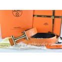 Knockoff Hermes Reversible Belt Orange/Black Ostrich Stripe Leather With 18K Gold Idem Buckle QY01965