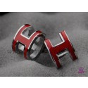 Lacquered Hermes Pop H Red Earrings in White Gold QY02327