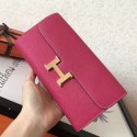 Luxury Hermes Peach Epsom Constance Long Wallet QY00888