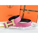Replica AAAAA Hermes Reversible Belt Pink/Black Togo Calfskin With 18k Silver Wave Stripe H Buckle QY01107
