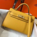 Replica Cheap Hermes Kelly Mini II Handbag In Yellow Epsom Leather QY02094