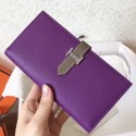 Replica Hermes Bi-Color Epsom Bearn Wallet Ultraviolet/Taupe QY02303