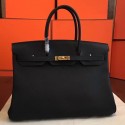 Replica Hermes Black Clemence Birkin 40cm Handmade Bag QY01115