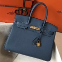 Replica Hermes Blue Agate Clemence Birkin 30cm Handbag QY00140