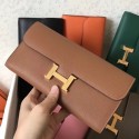 Replica Hermes Brown Epsom Constance Long Wallet QY01964