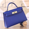 Replica Hermes Electric Blue Epsom Kelly Mini II 20cm Handmade Bag QY01313