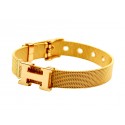 Replica Hermes H Logo Adjustable Band Bracelet Gold QY00436