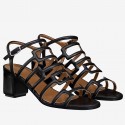 Replica Hermes Oracle Sandals In Black Leather QY00290