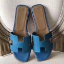 Replica Hermes Oran Sandals In Turquoise Epsom Leather QY02385