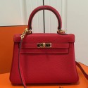Replica Hermes Red Clemence Kelly 20cm GHW Bag QY00403