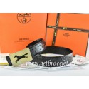 Replica Hermes Reversible Belt Black/Black Ostrich Stripe Leather With 18K Gold Hollow Horse Buckle QY02341