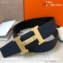 Replica Hermes Reversible Belt Black Crocodile Stripe Leather With18K Drawbench Gold H Buckle QY01663