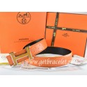 Replica Hermes Reversible Belt Orange/Black Ostrich Stripe Leather With 18K Orange Silver Narrow H Buckle QY02284