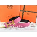 Replica Hermes Reversible Belt Pink/Black Togo Calfskin With 18k Orange Silver H Buckle QY01138