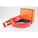 Replica Hermes Reversible Belt Red/Black Togo Calfskin With 18k Drawbench Gold H Buckle QY00541
