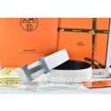 Replica Hermes Reversible Belt White/Black Togo Calfskin With 18k Silver H Buckle QY02069