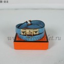Replica Hermes Rivale Double Wrap Bracelet Blue Gold QY02203