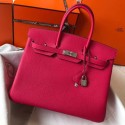Replica Hermes Rose Red Clemence Birkin 35cm Handbag QY01571