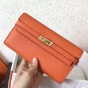 Replica Luxury Hermes Kelly Classic Long Wallet In Orange Epsom Leather QY01035