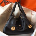 Replica Top Hermes Black Lindy 30cm Clemence Handmade Bag QY00517