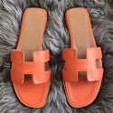 Top Fake Hermes Oran Sandals In Orange Swift Leather QY00065