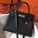 Top Hermes Black Clemence Kelly 32cm Retourne Handbag QY00373