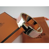 AAA 1:1 Hermes Pink Enamel Clic H Bracelet Narrow Width (18mm) In Gold QY01064